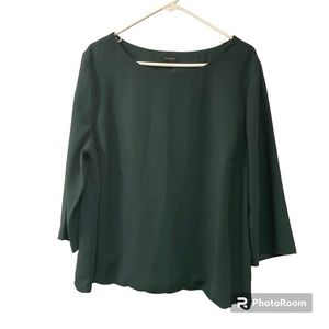 Talbots Green Scalloped Hem Side Zip Split Back Polyester Lined Womens Top Sz XL